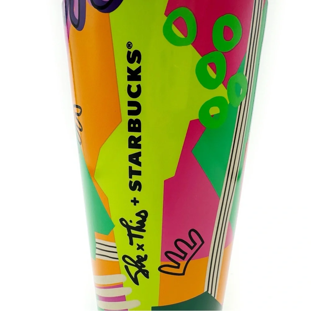 Starbucks She x This Ceramic Travel Mug Vibrant Colorful Neon Shae Anthony Gift